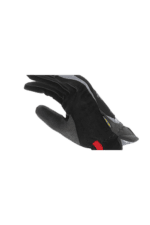 Close-up of a black racing glove with protective padding, designed for motorsport safety and performance.