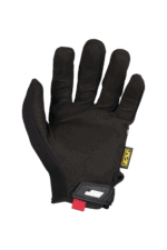 Black racing glove designed for motorsport safety and performance, featuring reinforced palm and adjustable wrist strap.