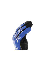 Blue and black Grand Prix Racewear racing glove with branding, designed for motorsport safety and performance.