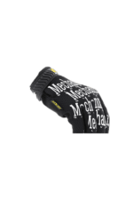Black and white mechanic's glove with 'Mechanic' text, designed for racewear and motorsport activities.