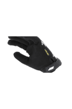 Close-up of a black racing glove with protective padding, designed for motorsport safety and performance.