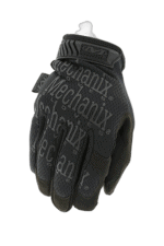 Black Mechanix racing glove with textured grip and adjustable wrist strap, designed for motorsport safety and performance.