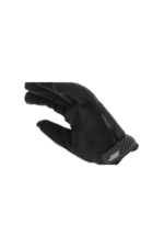 Close-up of a black racing glove designed for motorsport, featuring reinforced palms and flexible material for optimal grip and protection.