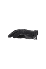 Black racing gloves designed for motorsport, featuring textured grip surfaces and flexible material for optimal control and safety.