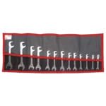 Set of 13 Facom nylon roll wrenches with open-end design in a black and red roll-up tool organiser.