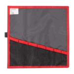 Grand Prix Racewear tool roll with multiple compartments, grey and black fabric, red border, ideal for racing tools and accessories.