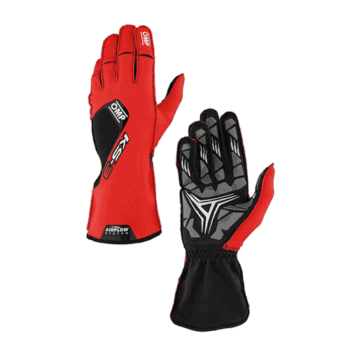 Red and black Grand Prix Racewear racing gloves designed for motorsport enthusiasts and professional drivers.