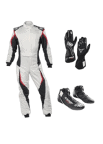 Grand Prix Racewear racing suit with gloves and shoes, designed for motorsport safety and performance.