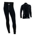 OMP Core First Underwear Race & Rally Bundle 2, black thermal base layer for motorsport, includes leggings and a top for optimal comfort and performance.