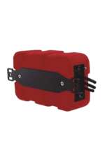 Red and black Grand Prix Racewear safety device with mounting bracket for motorsport safety equipment.