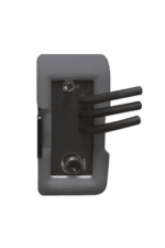 Close-up of a grey electrical switch with three black wires connected, used in racewear safety systems.