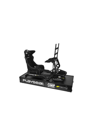 OMP E-Racing driving simulator with Playseat and GTR seat for immersive racing experience.