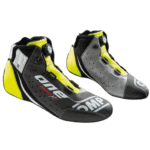 OMP One Evo X R Race Boots - Black/Silver/Fluro Yellow