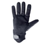 Black racing glove from Grand Prix Racewear with protective padding and adjustable wrist strap.
