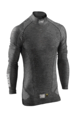OMP Tecnica Evo Race Top in dark grey, designed for motorsport racing with breathable fabric and ergonomic fit.