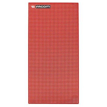 Facom perforated panel in red with a grid of small holes, used for tool organisation and storage.