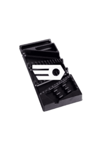 Facom plastic tray containing a medium socket level, screwdriver bits, and a small wrench for precision tasks.