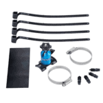 Race car fuel line kit with hoses, clamps, and fittings for Grand Prix Racewear.