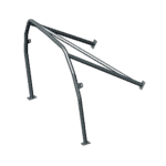 Front roll cage for R5 Turbo race car, lightweight steel construction with mounting points for safety and chassis reinforcement.