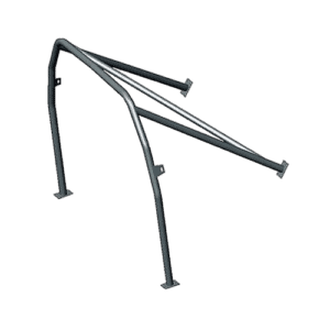 Front roll cage for R5 Turbo race car, lightweight steel construction with mounting points for safety and chassis reinforcement.