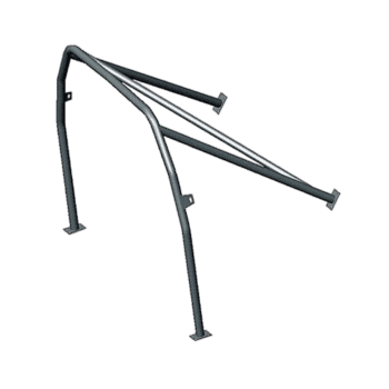 Front roll cage for R5 Turbo race car, lightweight steel construction with mounting points for safety and chassis reinforcement.