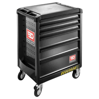 Facom Roll M3 6 Drawers Black Safety Lock Roll tool cabinet with wheels for garage or workshop use.