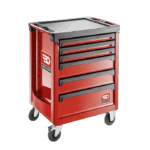 Facom red roller cabinet with six drawers and caster wheels, ideal for workshop storage and organisation.