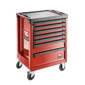Facom red roller cabinet with 7 drawers, ideal for workshop storage and organisation.