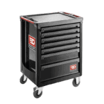 Facom roller cabinet with 7 drawers in black, designed for workshop organisation and tool storage.