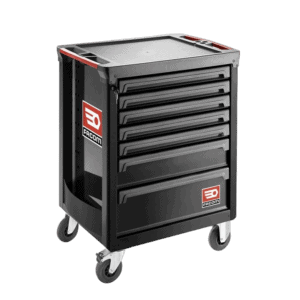 Facom roller cabinet with 7 drawers in black, designed for workshop organisation and tool storage.