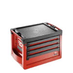 Facom red and black 4-drawer chest with a top work surface, ideal for workshop storage and organisation.