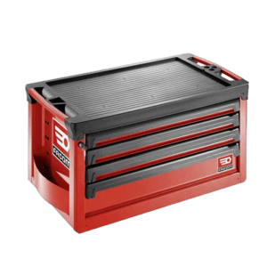 Grand Prix Racewear Facom M4a Topcase Roll with multiple drawers for tool storage, red and black colour, durable construction.