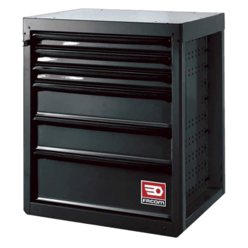 Facom Rws Low Unit 6 Drawers Black Rws-Mbs6tbs for workshop storage and organisation.