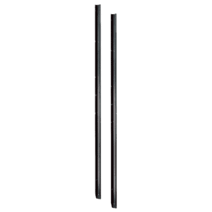 Pair of black racing seat rails for Grand Prix Racewear, designed for motorsport safety and performance.