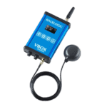 RaceLogic VBOX Sigma RTK module with display and antenna, used for high-precision racing data collection.