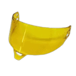 Yellow racing helmet visor for Grand Prix racewear, designed for safety and visibility in motorsport events.