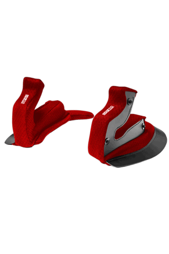 Grand Prix Racewear racing gloves with red fabric and black rubber grip, designed for motorsport safety and performance.