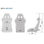 SPA008012RNRSKY Sparco QRT-R Sky Fibreglass Seat - Dimensions