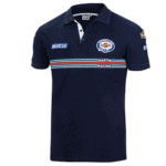 Grand Prix Racewear polo shirt featuring Martini Racing and Motorsport logos, designed for motorsport enthusiasts and racing fans.