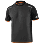 Black Grand Prix Racewear T-shirt with orange and grey accents, featuring Sparco branding, designed for motorsport enthusiasts.