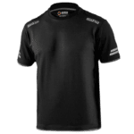 Black Grand Prix Racewear T-shirt with Sparco branding, designed for motorsport enthusiasts and racers.