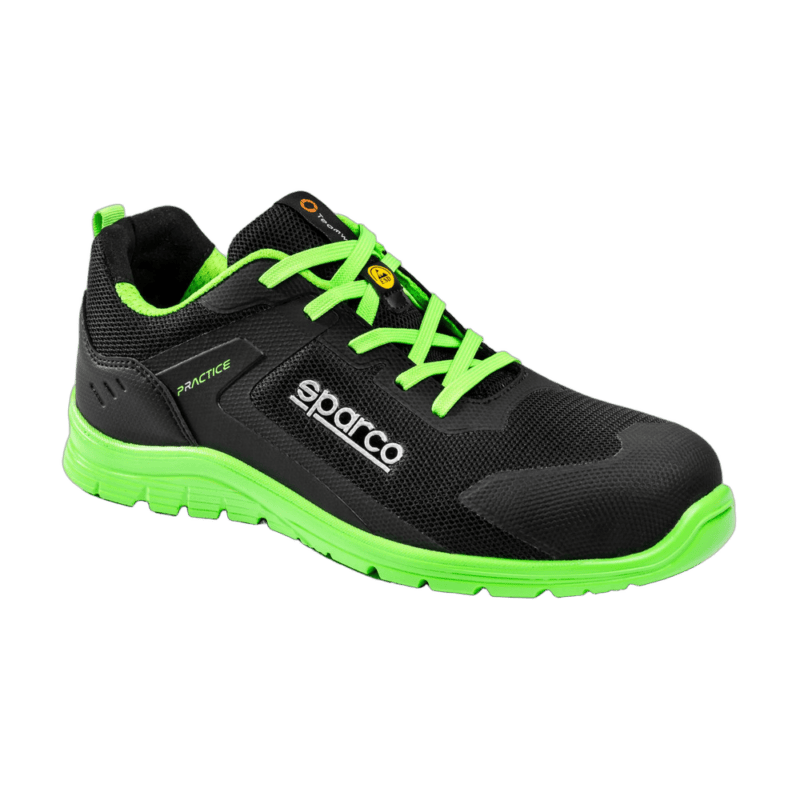 SPABTB0047B0K15 Sparco Practice Advanced S1PS ESD Safety Shoes - Black Fluro Green