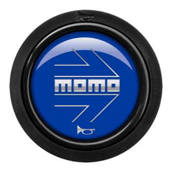 Momo logo on a black circular background, representing high-performance racing accessories.