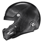 High-performance carbon fibre racing helmet with aerodynamic design and advanced safety features for motorsport enthusiasts.