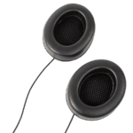 Close-up of black over-ear headphones with a wired connection, suitable for high-quality audio listening.
