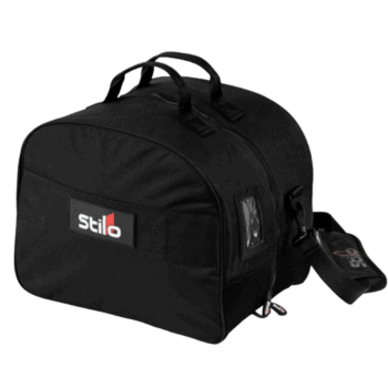Black Silo racing gear bag with multiple compartments, ideal for motorsport enthusiasts and racewear storage.