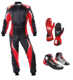 Grand Prix Racewear racing suit with gloves and shoes, designed for motorsport enthusiasts and professional drivers.