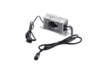 Compact electronic cooling fan with power cable, ideal for racewear cooling systems at Grand Prix events.