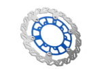 High-performance motorcycle brake disc with ventilated design for optimal cooling and braking efficiency.