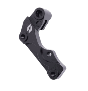 Grand Prix Racewear front brake disc bracket for 270mm oversize floating disc, black anodised aluminium, lightweight and durable motorcycle part.